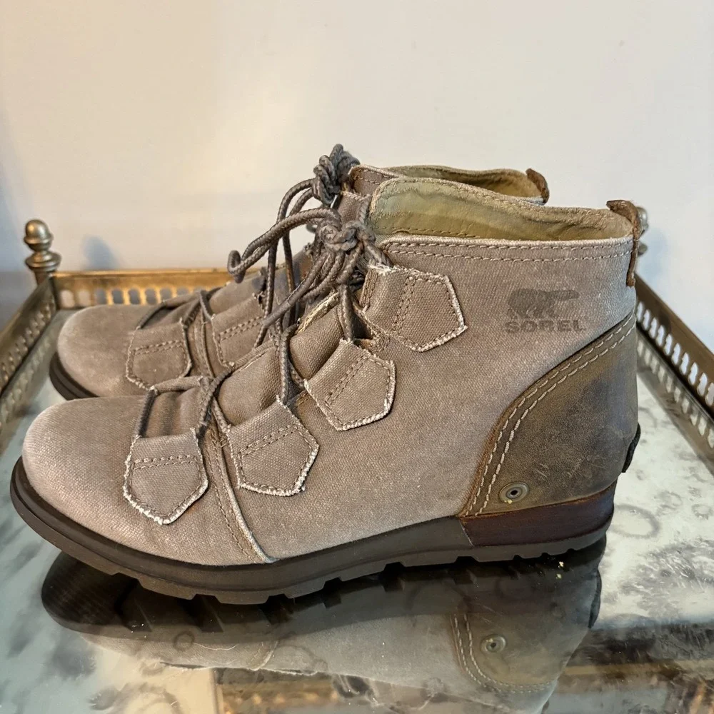Sorel Boots Womens Size 9 Waterproof Leather Canvas Lace Up Outdoor